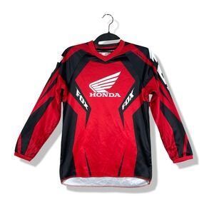Fox Honda Motocross Jersey Kids L Red Black Racing Sportswear Athletic